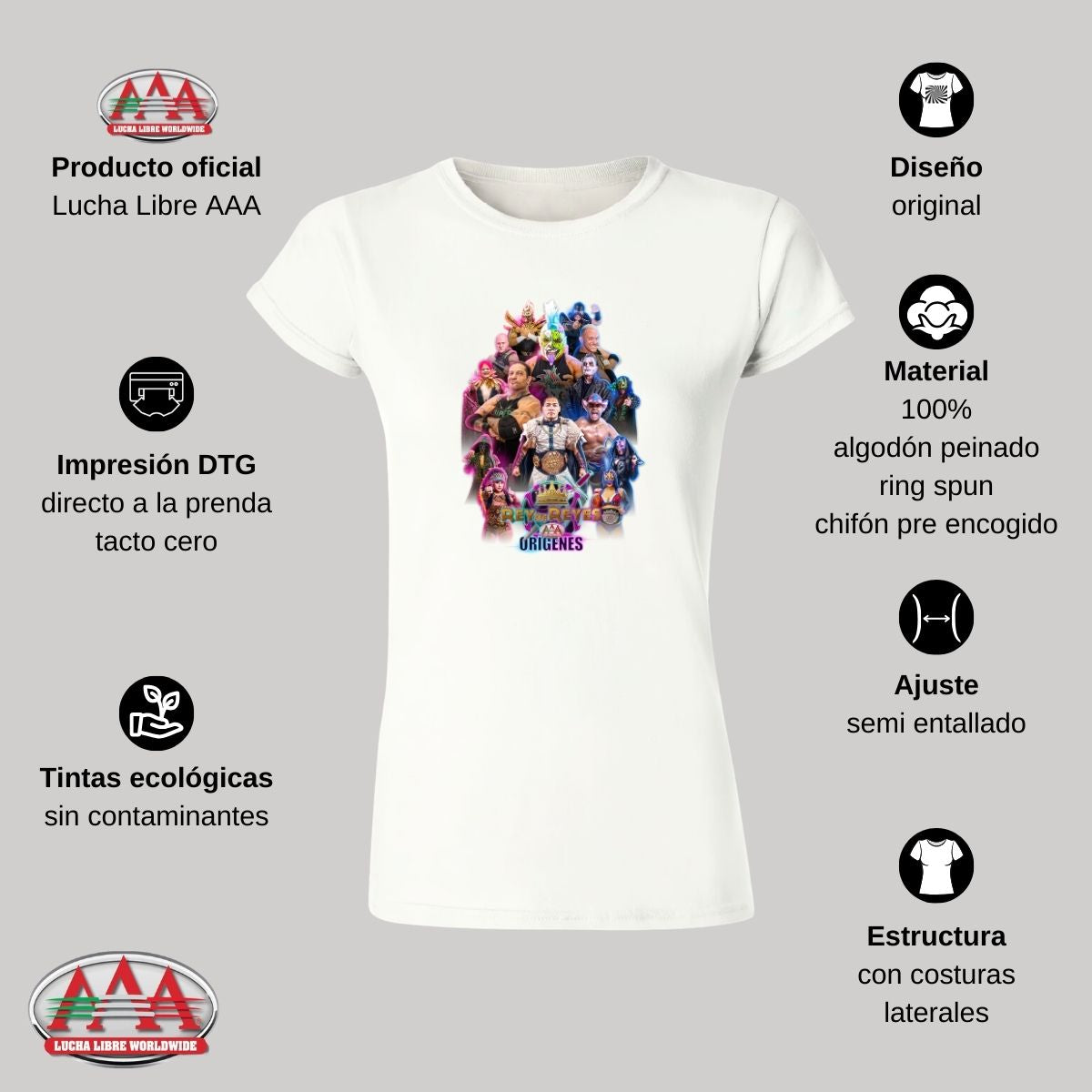 Playera Mujer Lucha Libre AAA Reyes 24