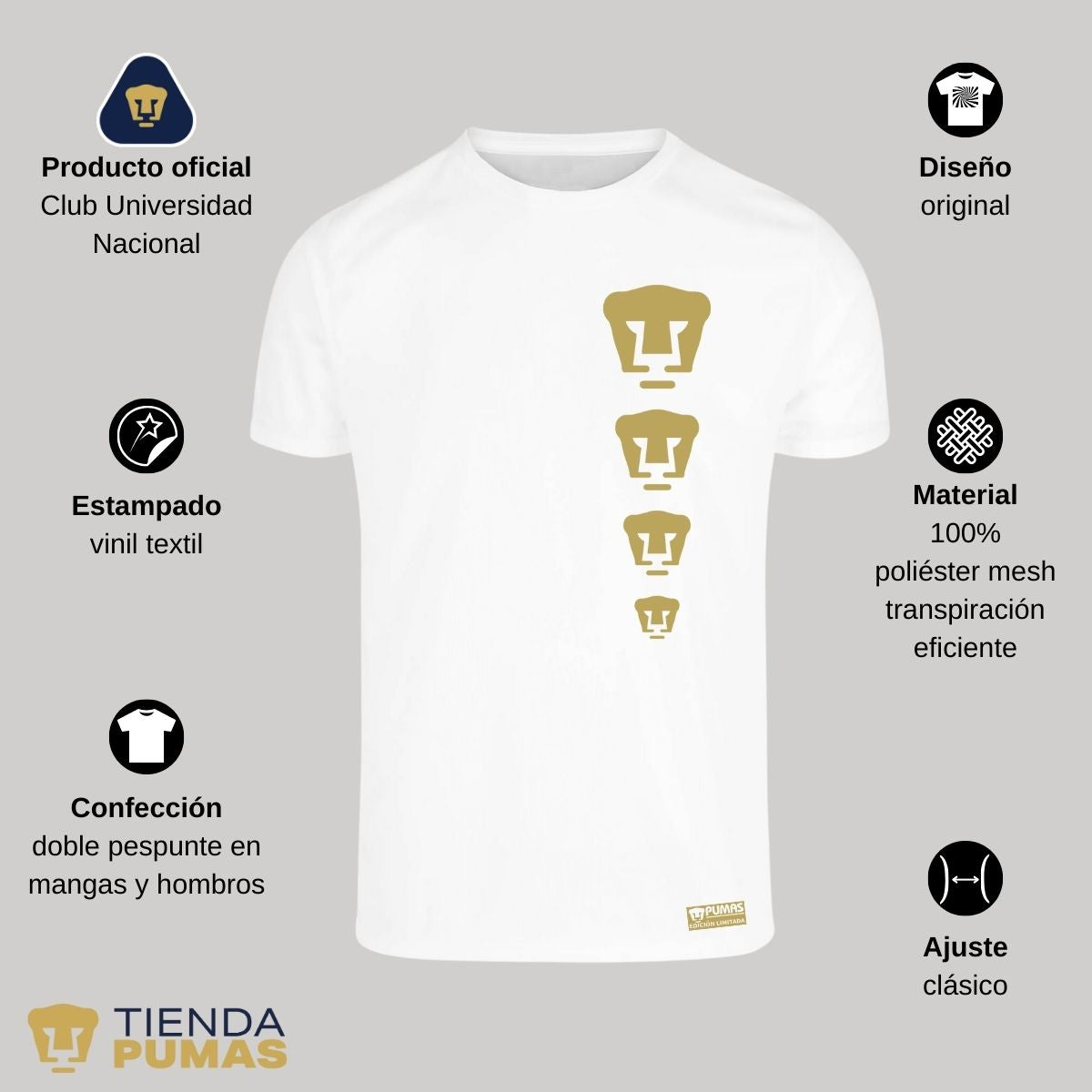 Playera Transpirable Hombre Pumas UNAM Edición Limitada 3 Vinil