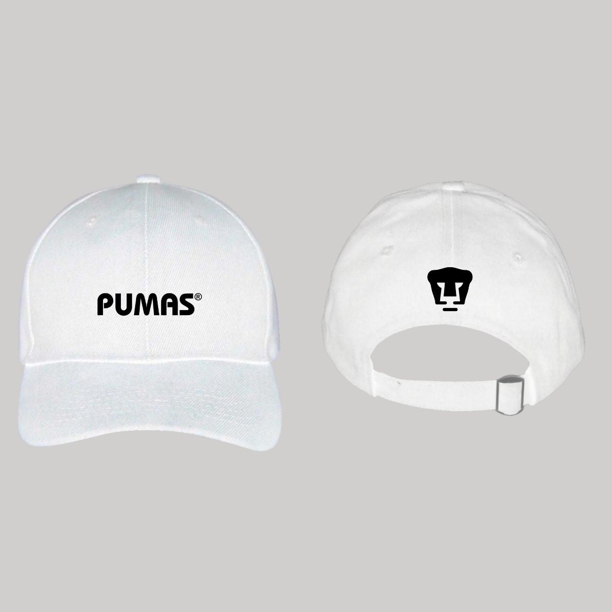 Gorra Pumas UNAM Hombre Mujer Ajustable Logo Blanco Negro 2 Vinil