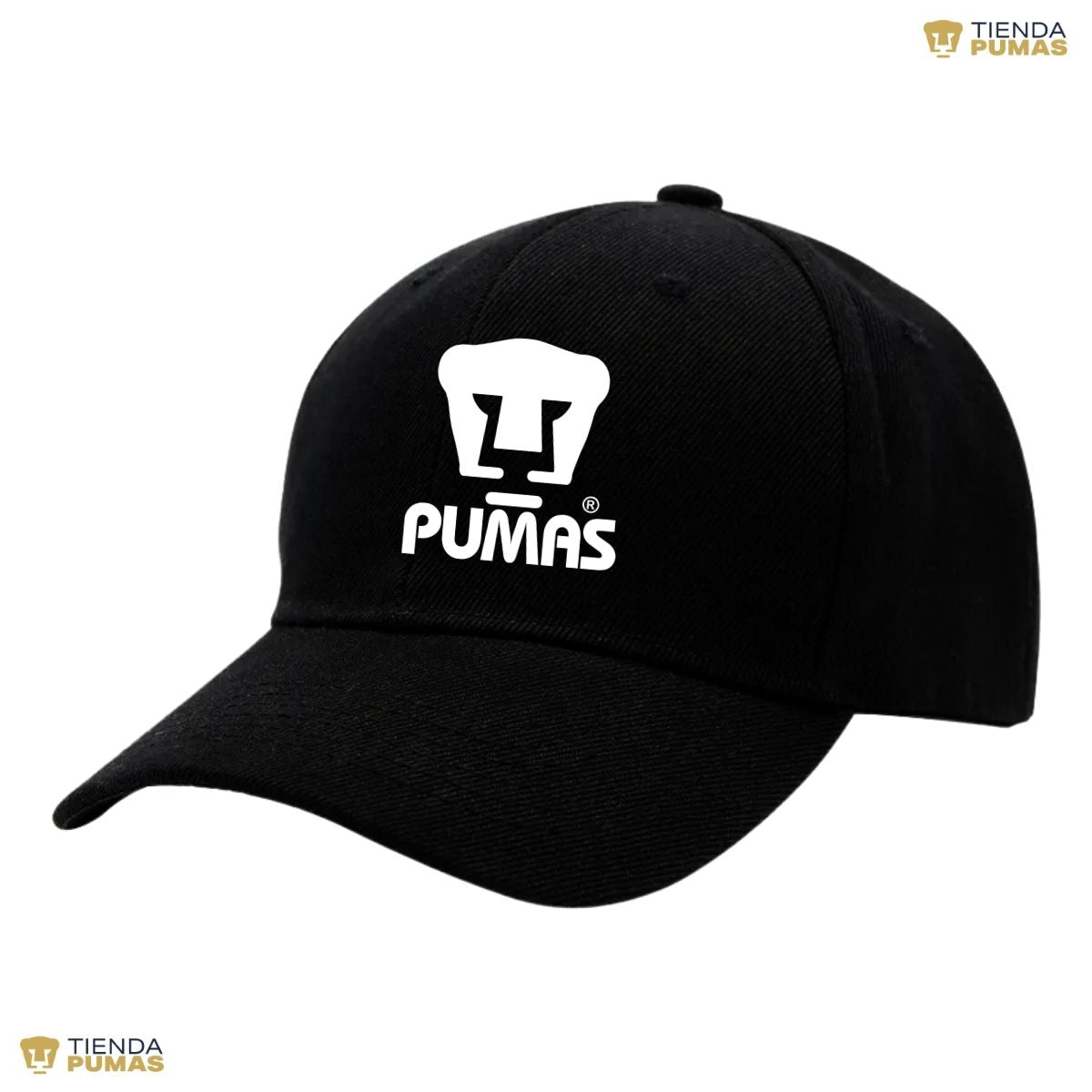 Gorra Pumas UNAM Hombre Mujer Ajustable Logo Blanco Negro 3 Vinil