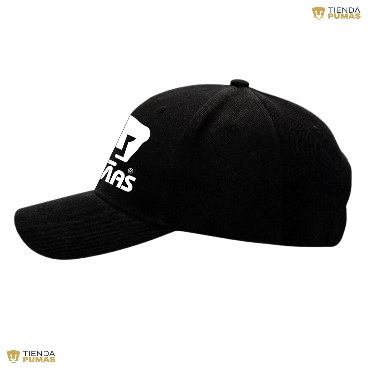 Gorra Pumas UNAM Hombre Mujer Ajustable Logo Blanco Negro 3 Vinil