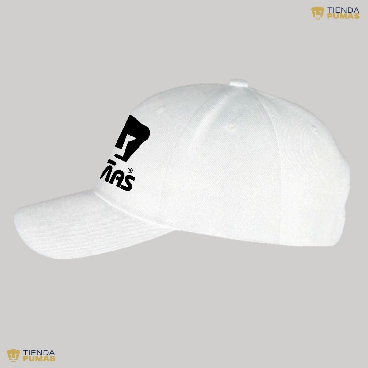 Gorra Pumas UNAM Hombre Mujer Ajustable Logo Blanco Negro 3 Vinil