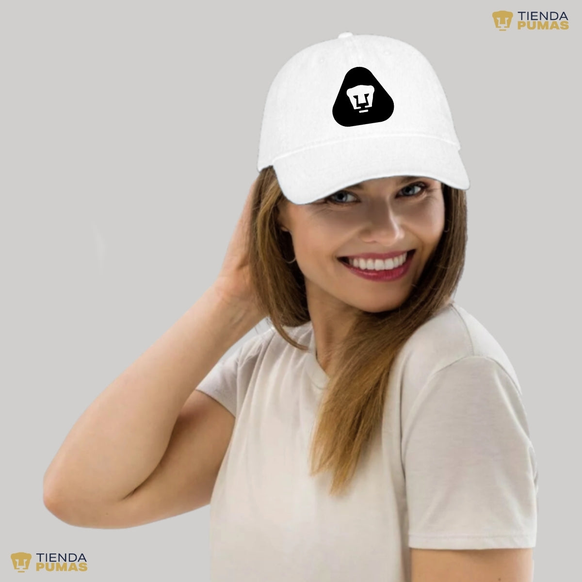 Gorra Pumas UNAM Hombre Mujer Ajustable Emblema Blanco Negro 5 Vinil