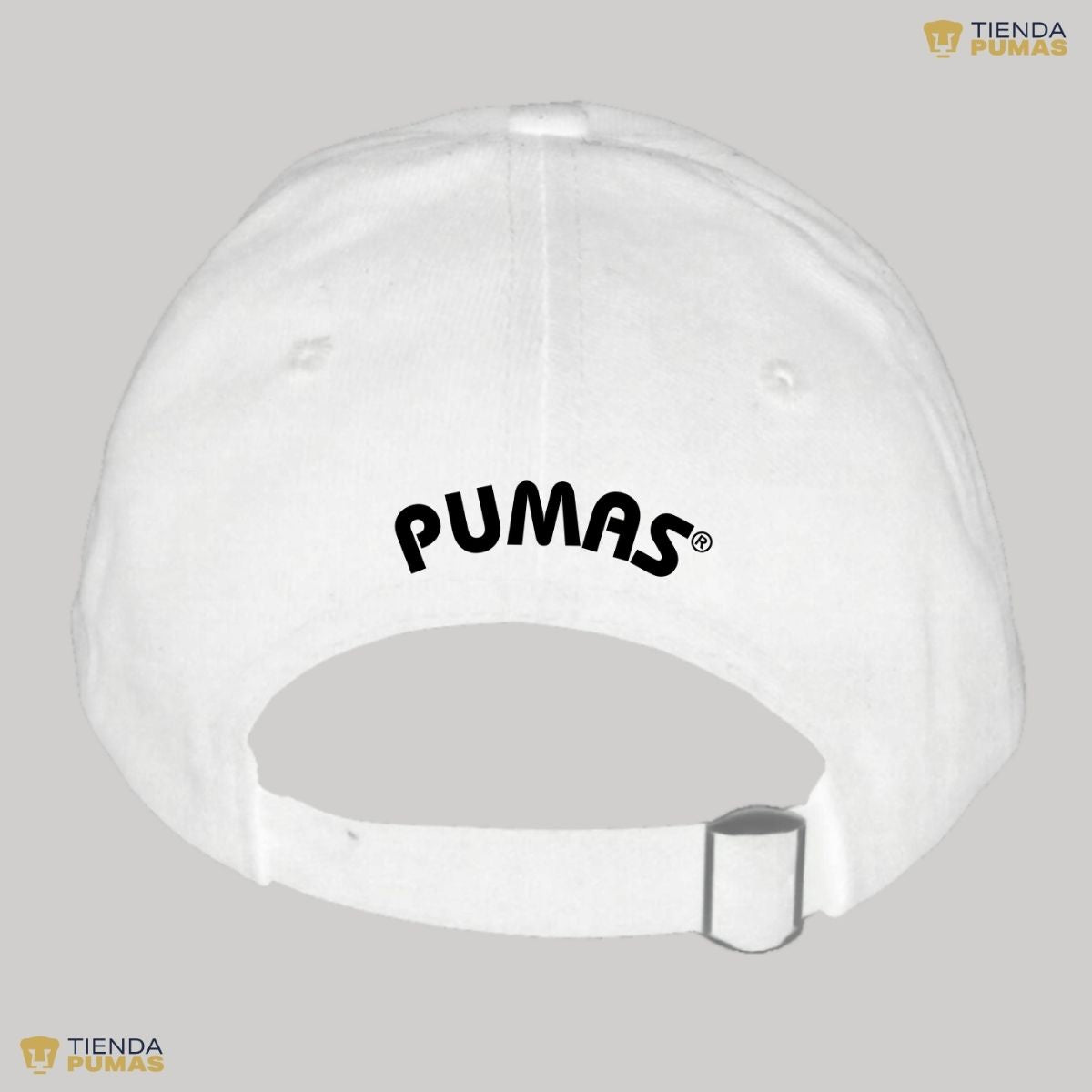 Gorra Pumas UNAM Hombre Mujer Ajustable Emblema Blanco Negro 7 Vinil