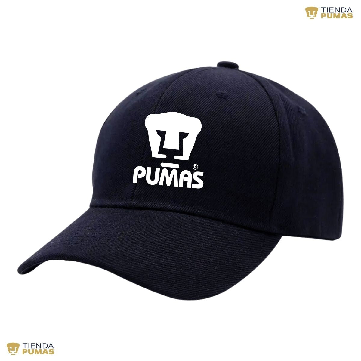 Gorra Pumas UNAM Hombre Mujer Ajustable Logo Blanco Negro 3 Vinil