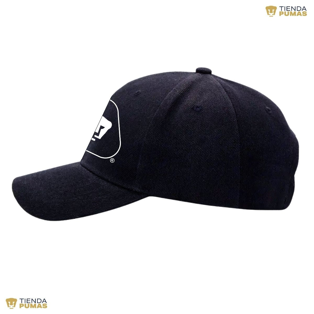 Gorra Pumas UNAM Hombre Mujer Ajustable Emblema Blanco Negro 6 Vinil