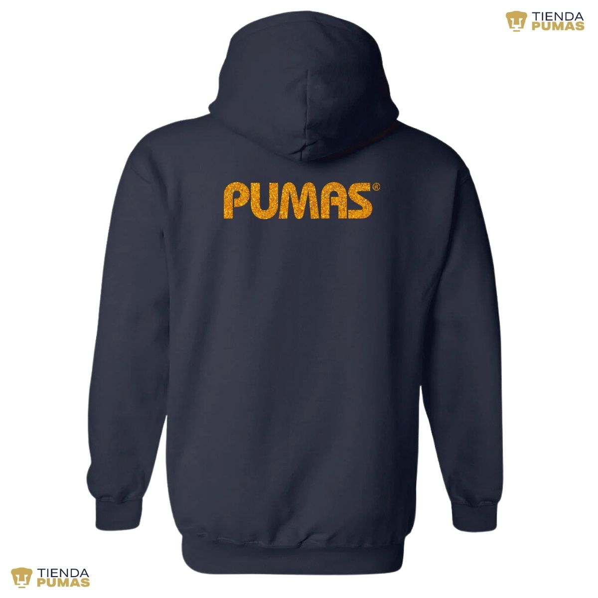 Sudadera Hombre Hoodie Pumas UNAM Logo Dorado Glitter Vinil