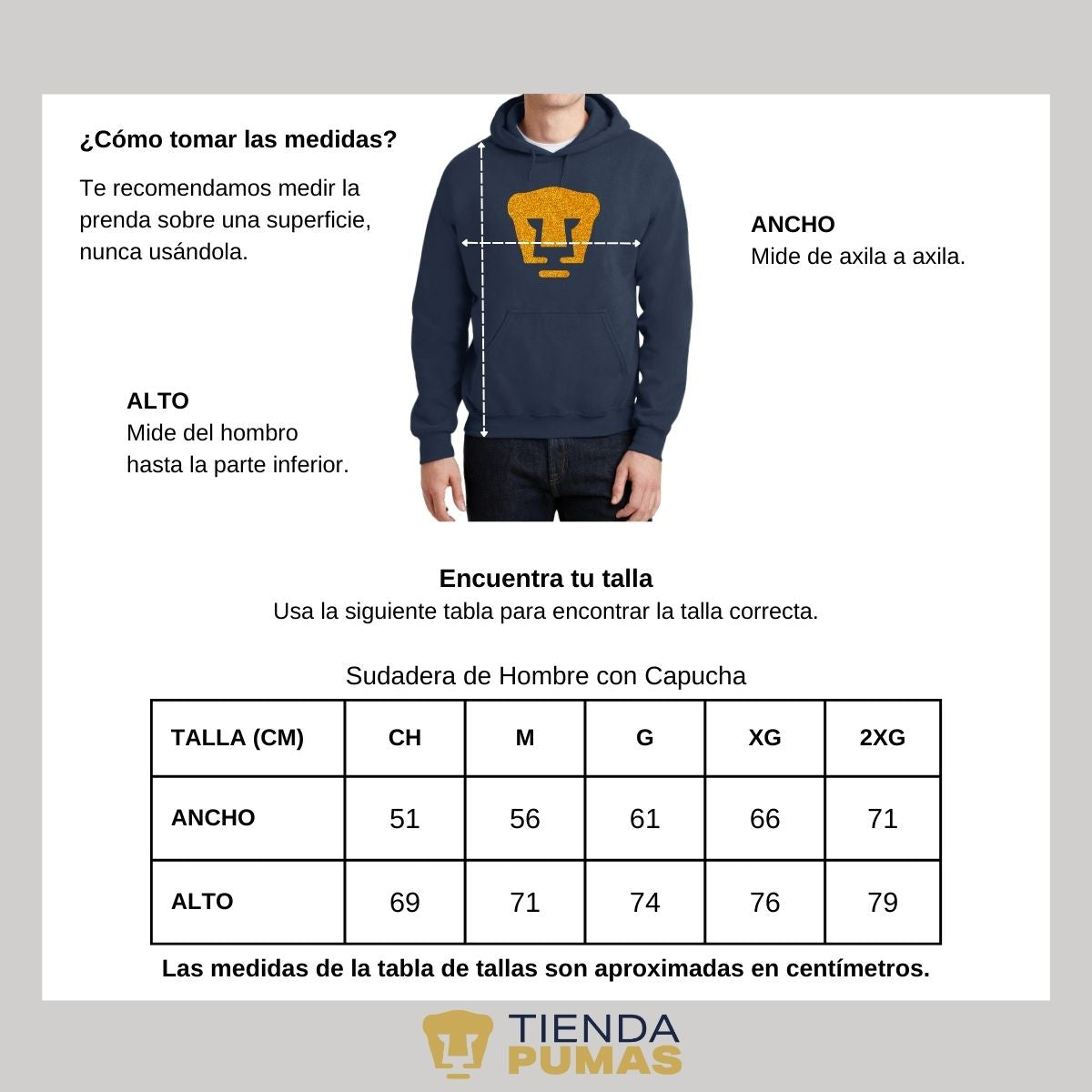 Sudadera Hombre Hoodie Pumas UNAM Logo Dorado Glitter Vinil