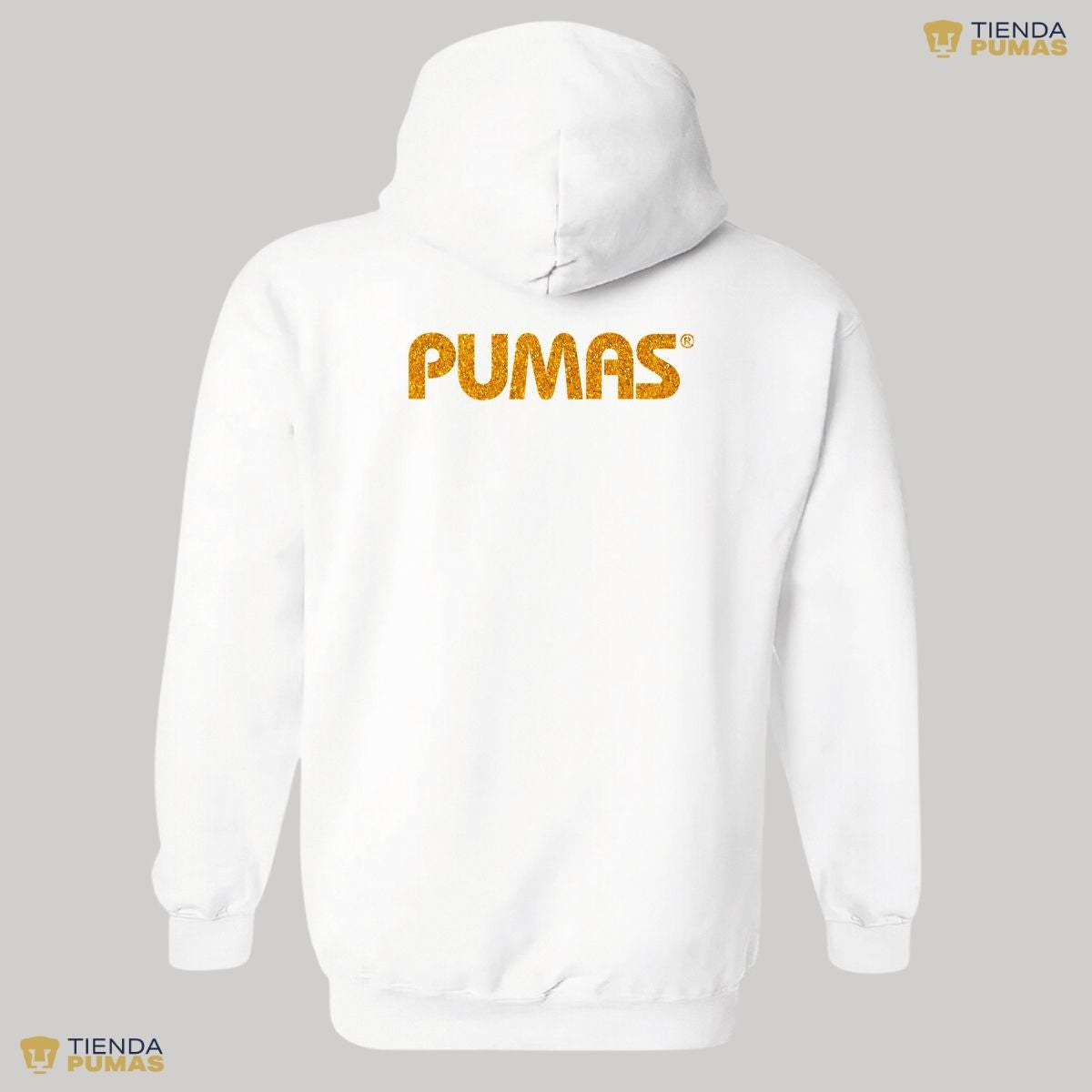 Sudadera Hombre Hoodie Pumas UNAM Logo Dorado Glitter Vinil