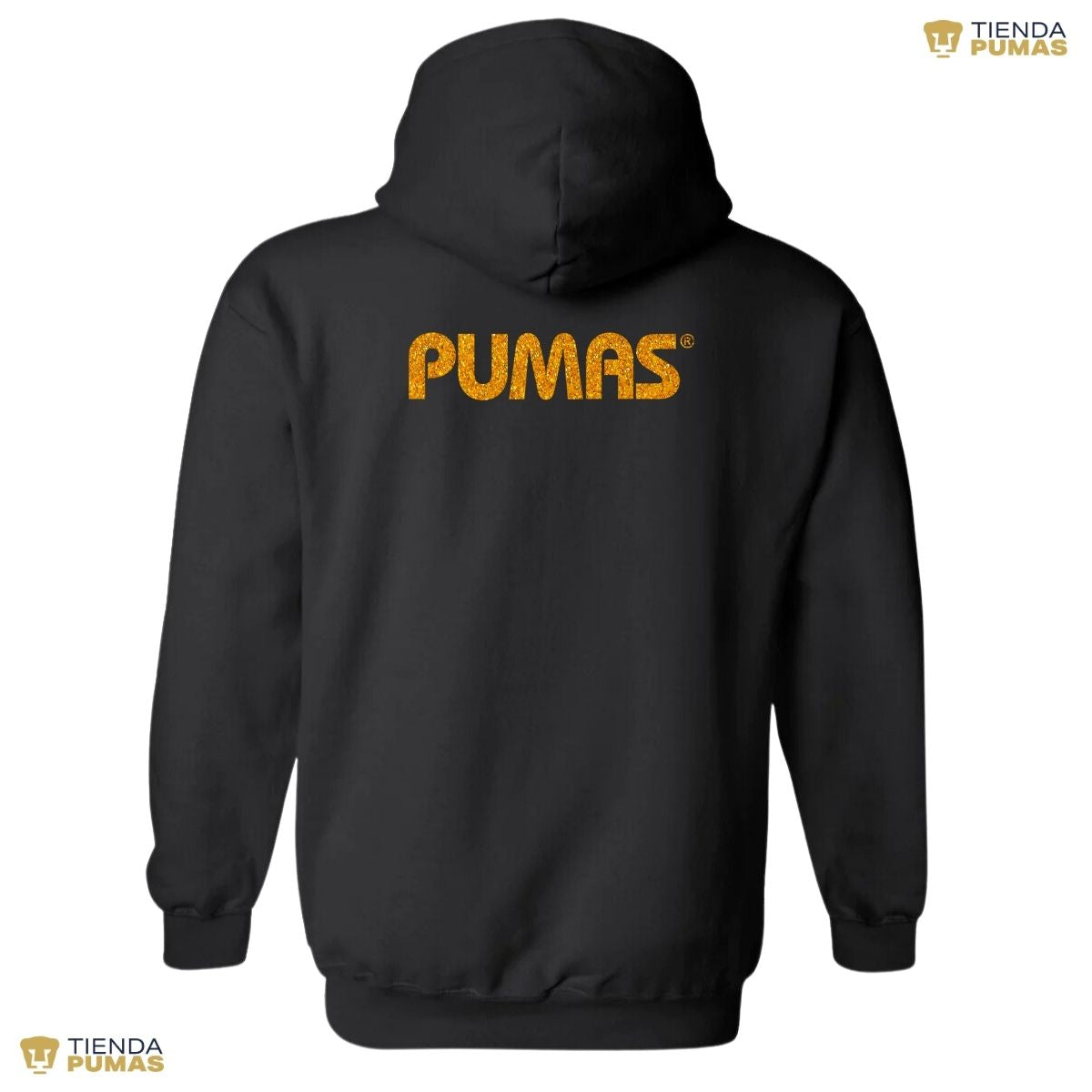 Sudadera Hombre Hoodie Pumas UNAM Logo Dorado Glitter Vinil