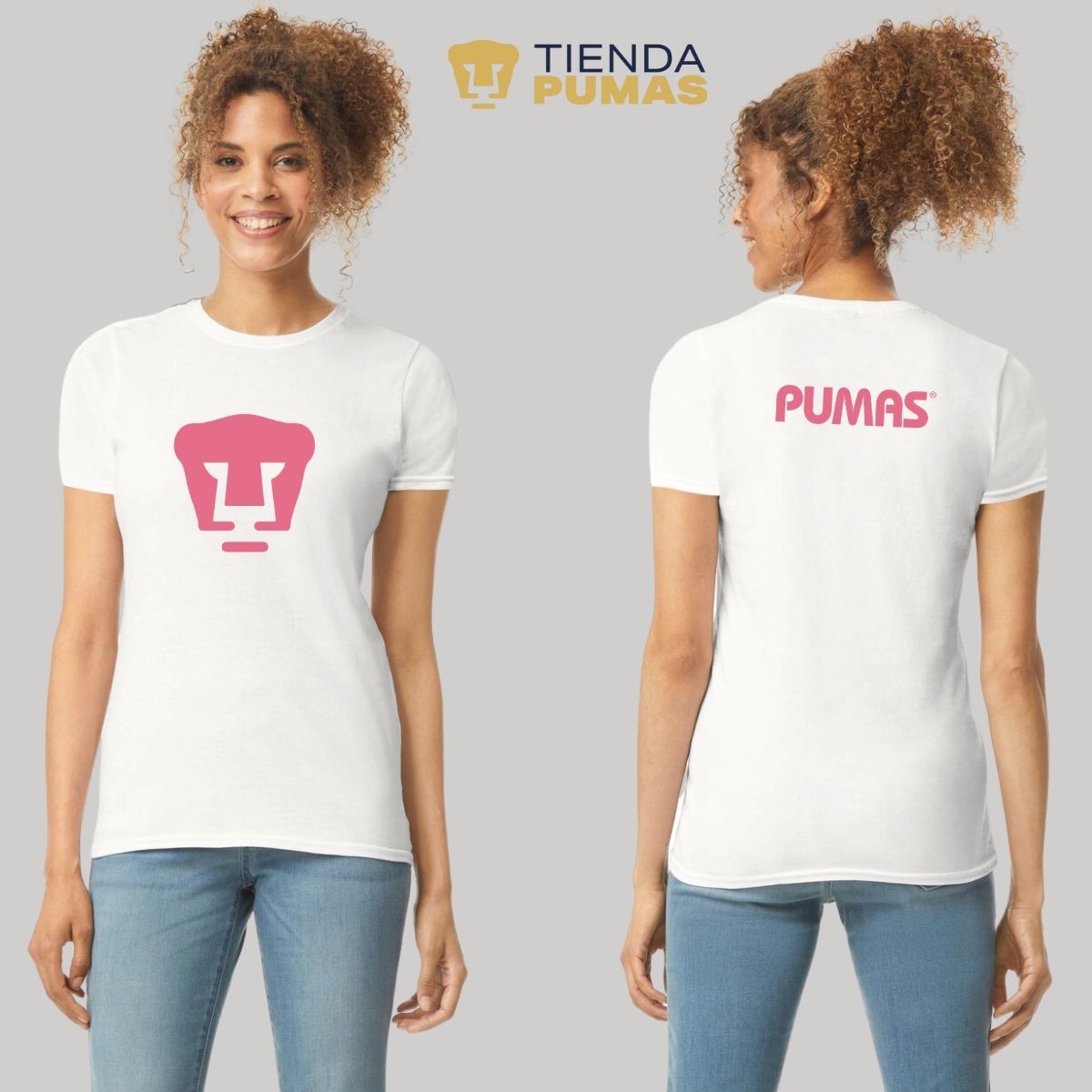 Playera Mujer Pumas UNAM Logo Rosa Vinil