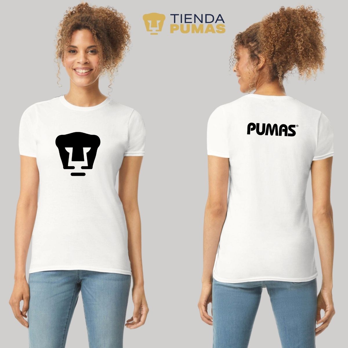 Playera Mujer Pumas UNAM Logo Monocromatico Vinil