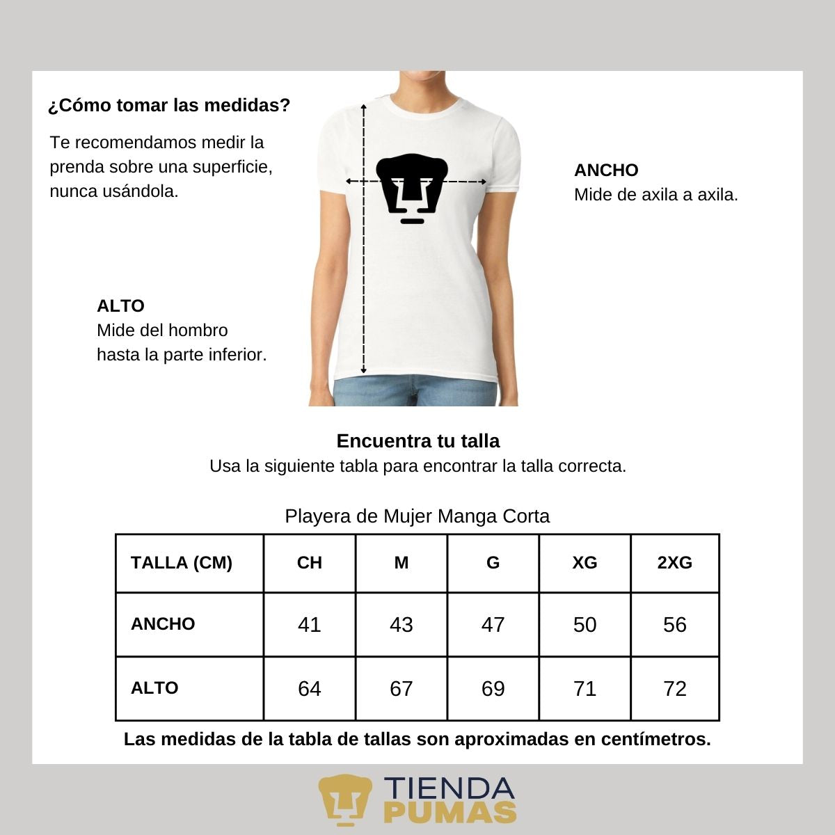 Playera Mujer Pumas UNAM Logo Monocromatico Vinil