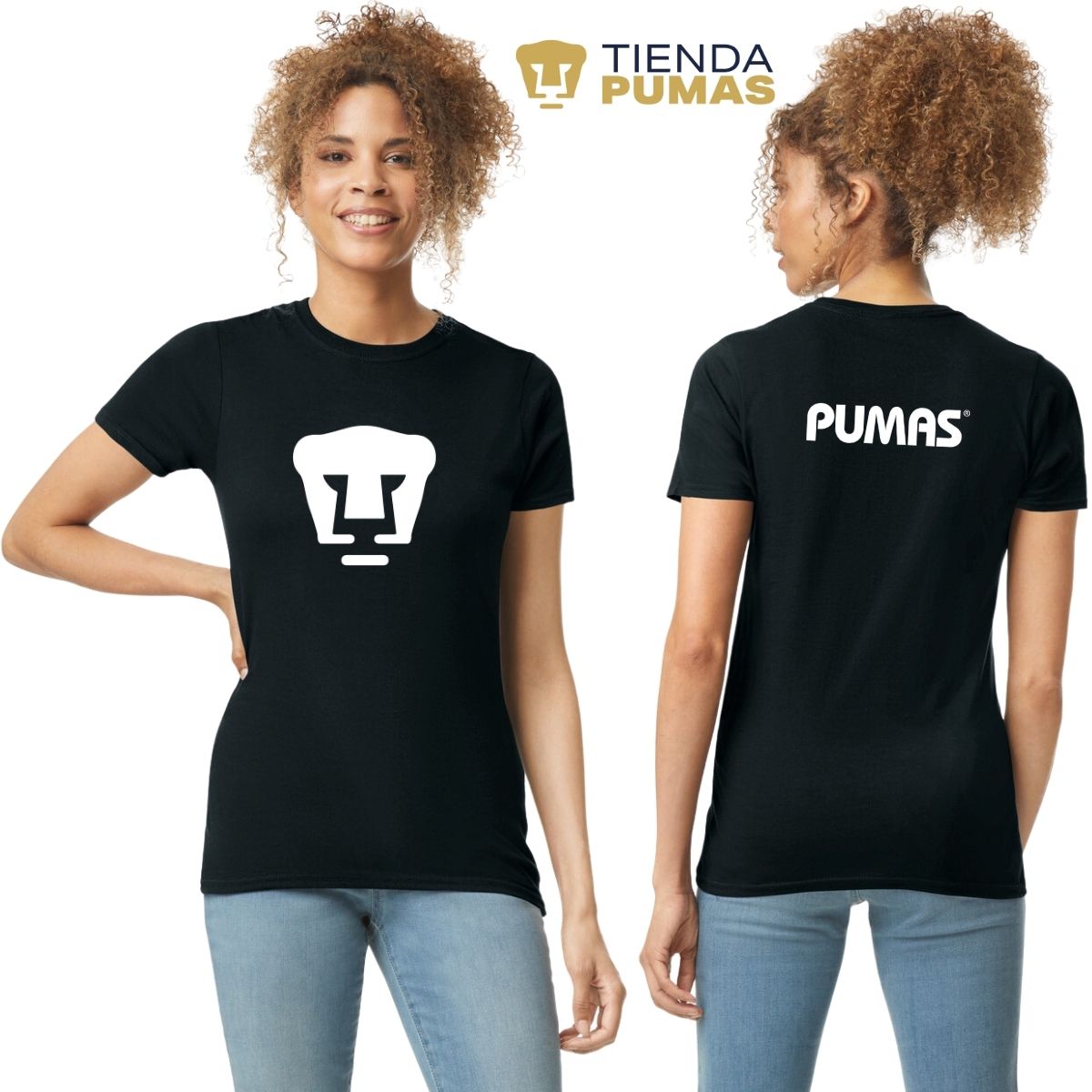 Playera Mujer Pumas UNAM Logo Monocromatico Vinil