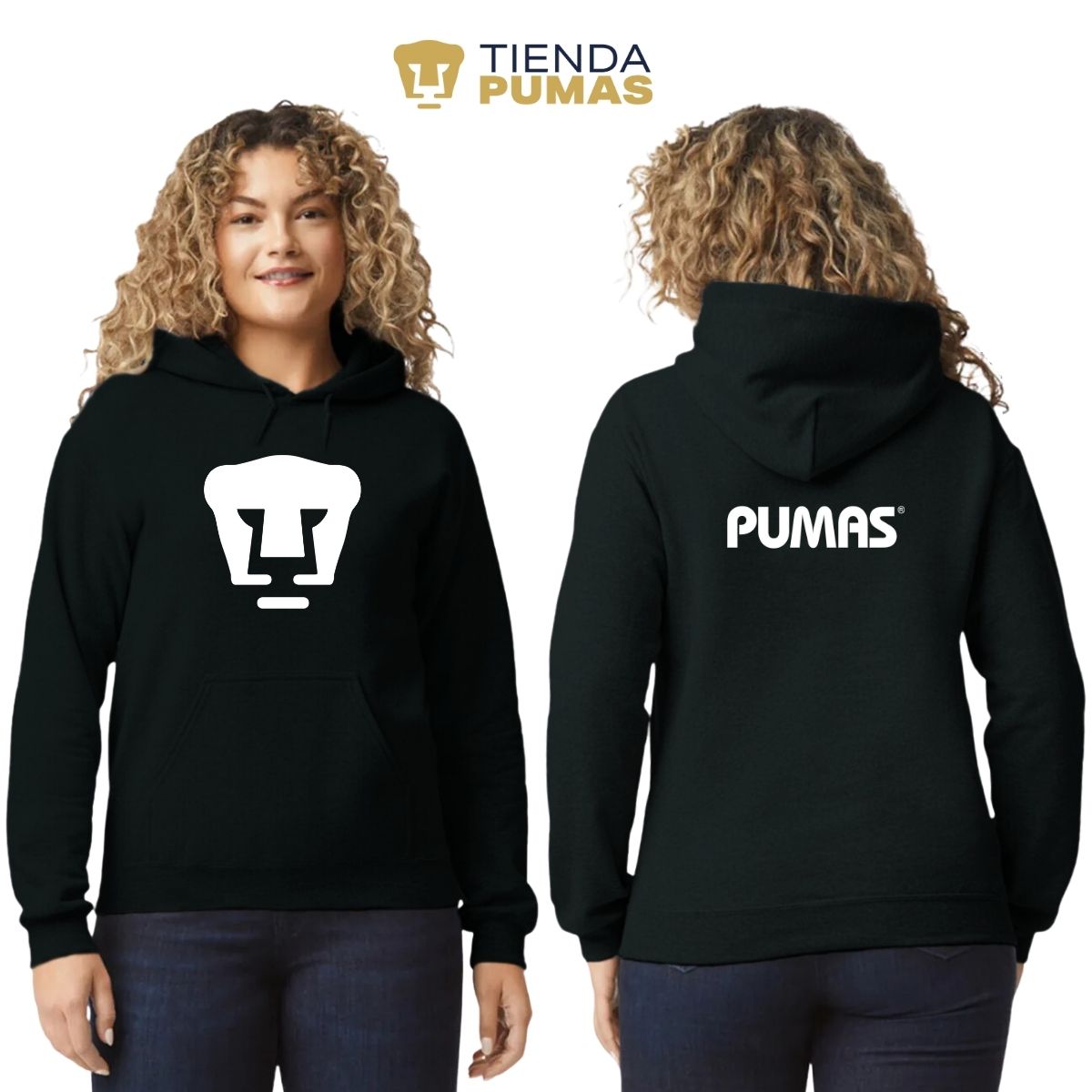 Sudadera Mujer Hoodie Pumas UNAM Logo Monocromatico Vinil