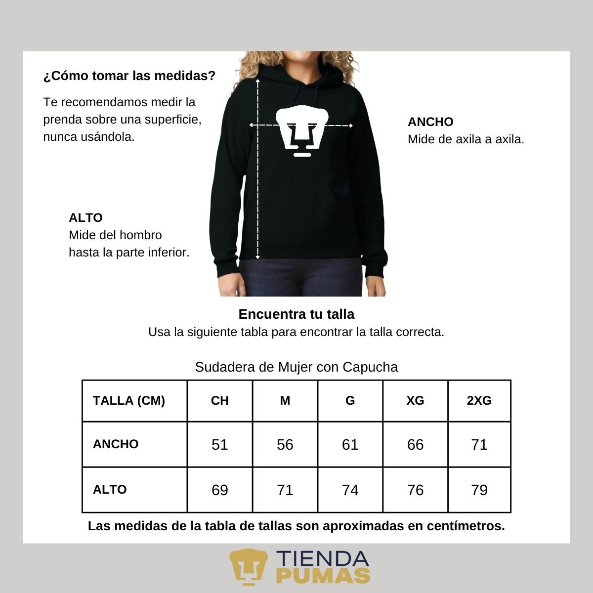 Sudadera Mujer Hoodie Pumas UNAM Logo Monocromatico Vinil