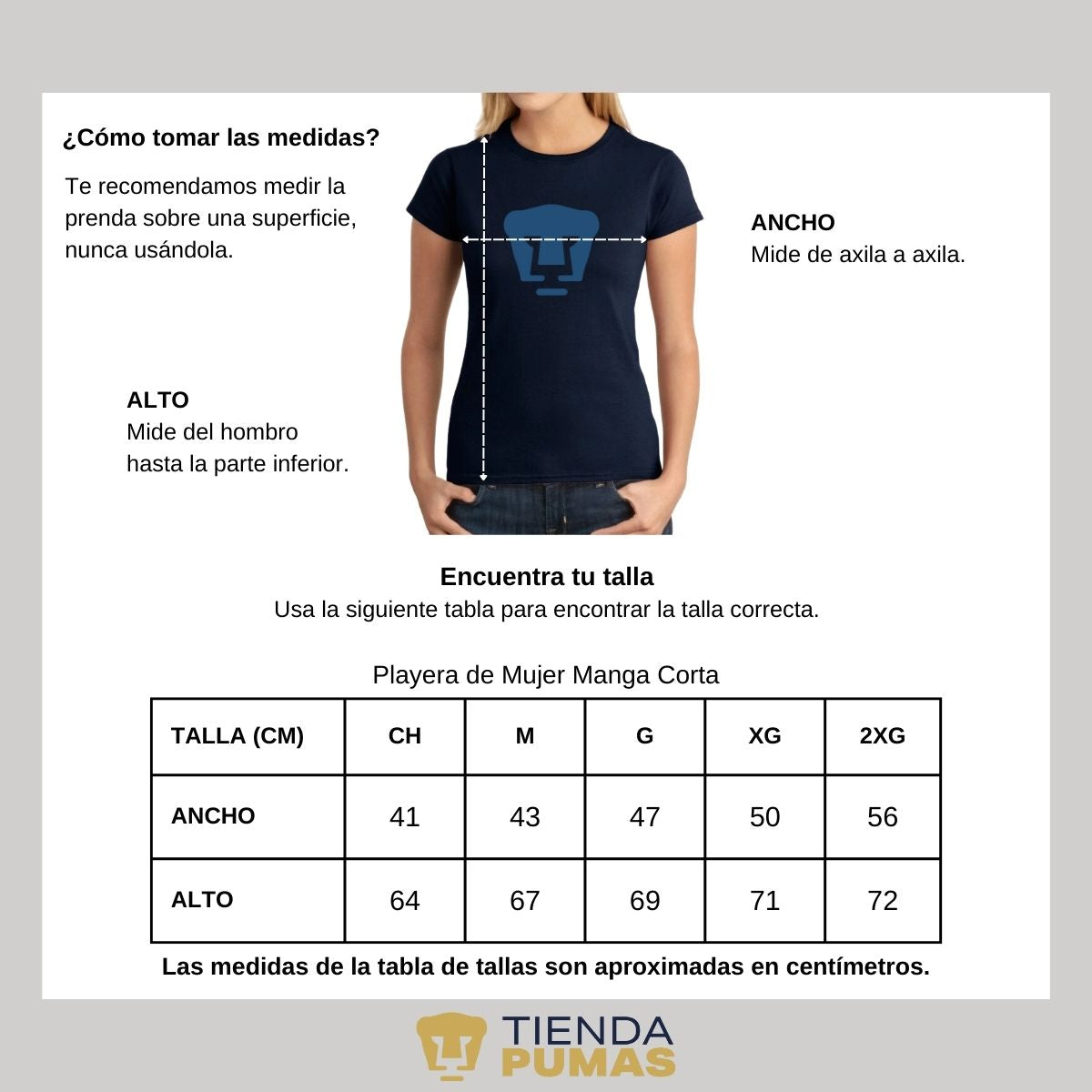 Playera Mujer Pumas UNAM Logo Azul Vinil