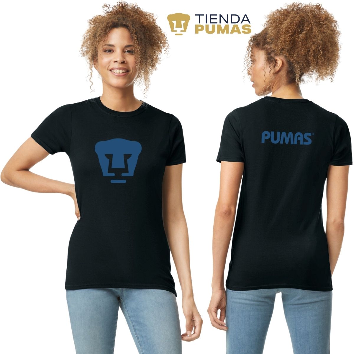 Playera Mujer Pumas UNAM Logo Azul Vinil