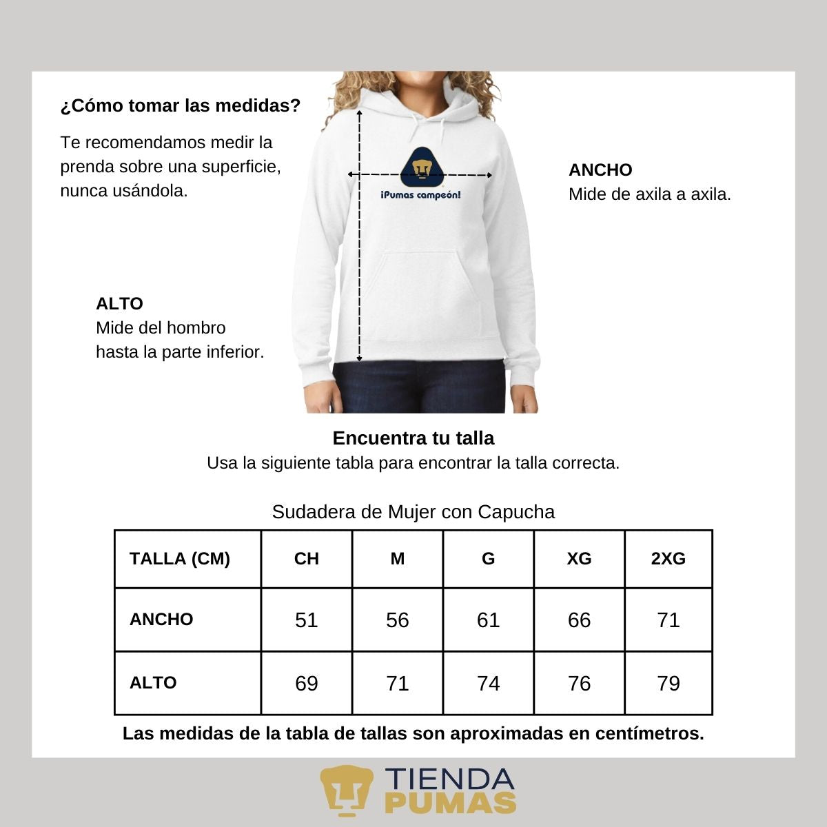 Sudadera Mujer Pumas UNAM campeón