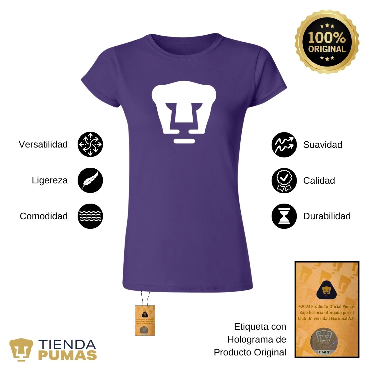 Playera Mujer Pumas UNAM Logo Día De La Mujer