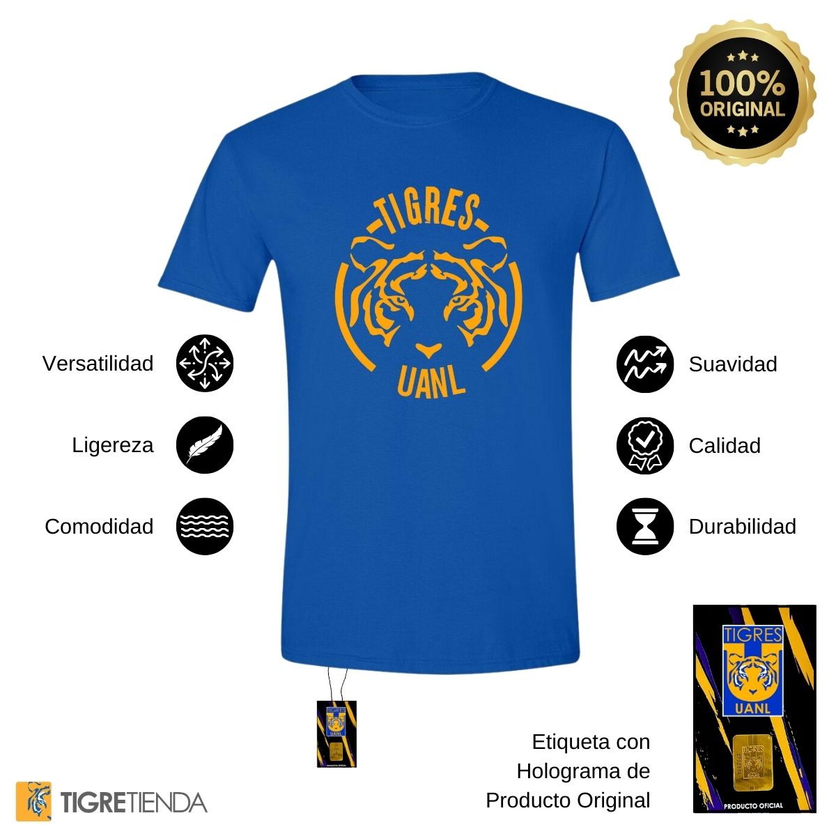 Playera Hombre Tigres UANL Rostro Tigre