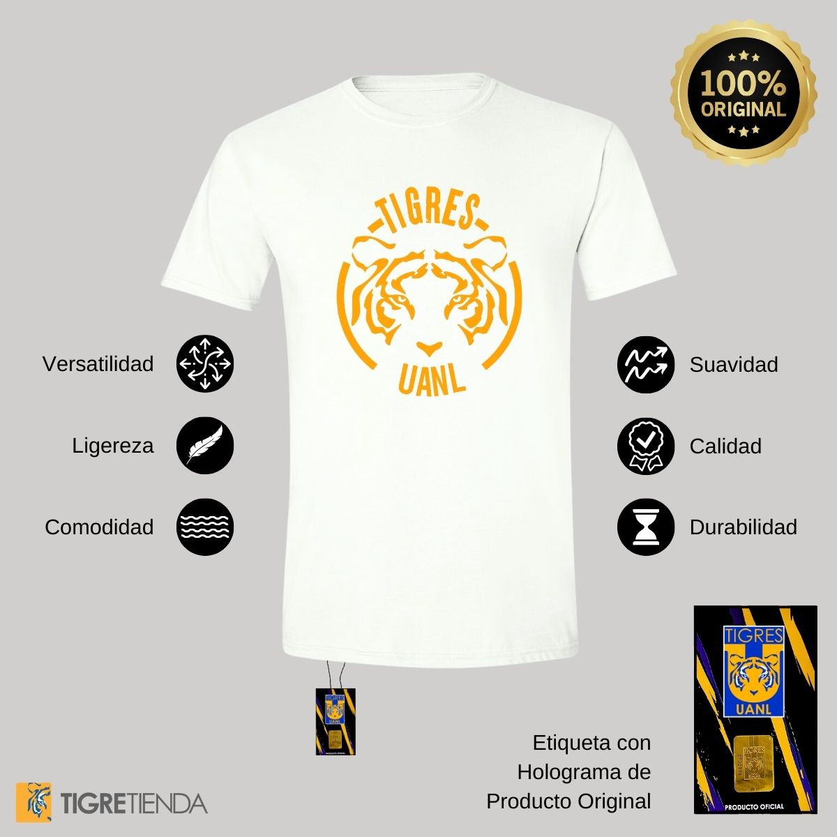 Playera Hombre Tigres UANL Rostro Tigre