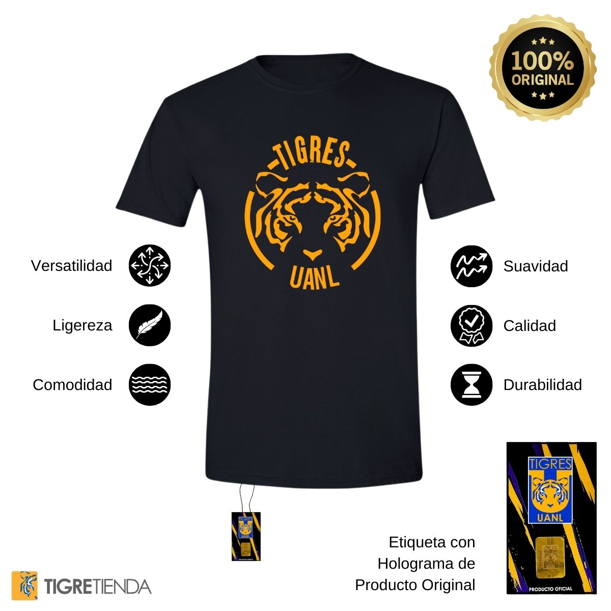 Playera Hombre Tigres UANL Rostro Tigre