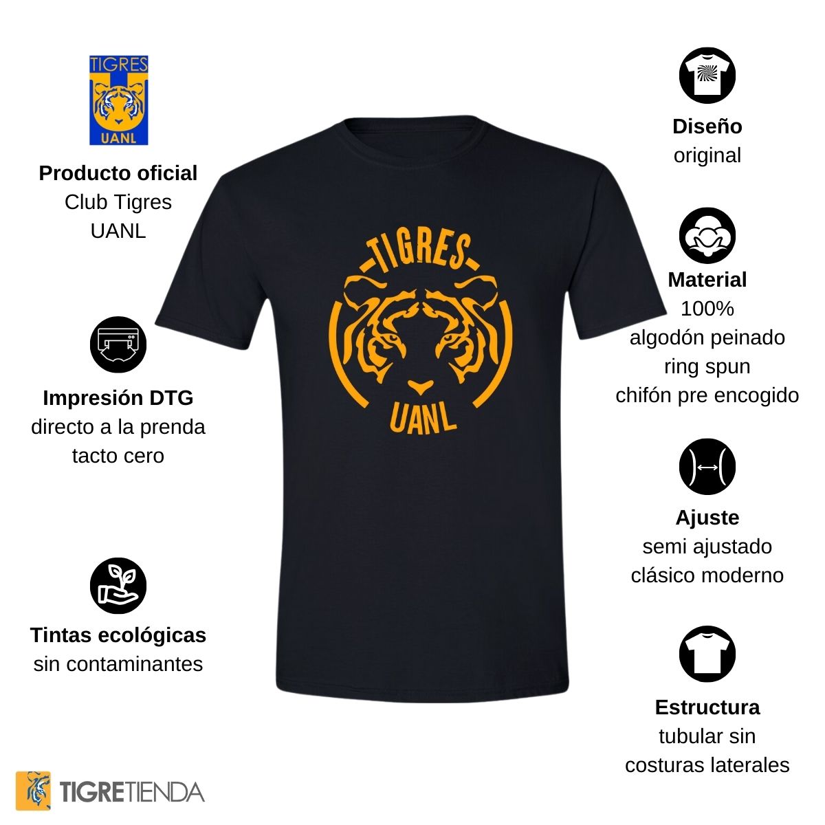 Playera Hombre Tigres UANL Rostro Tigre