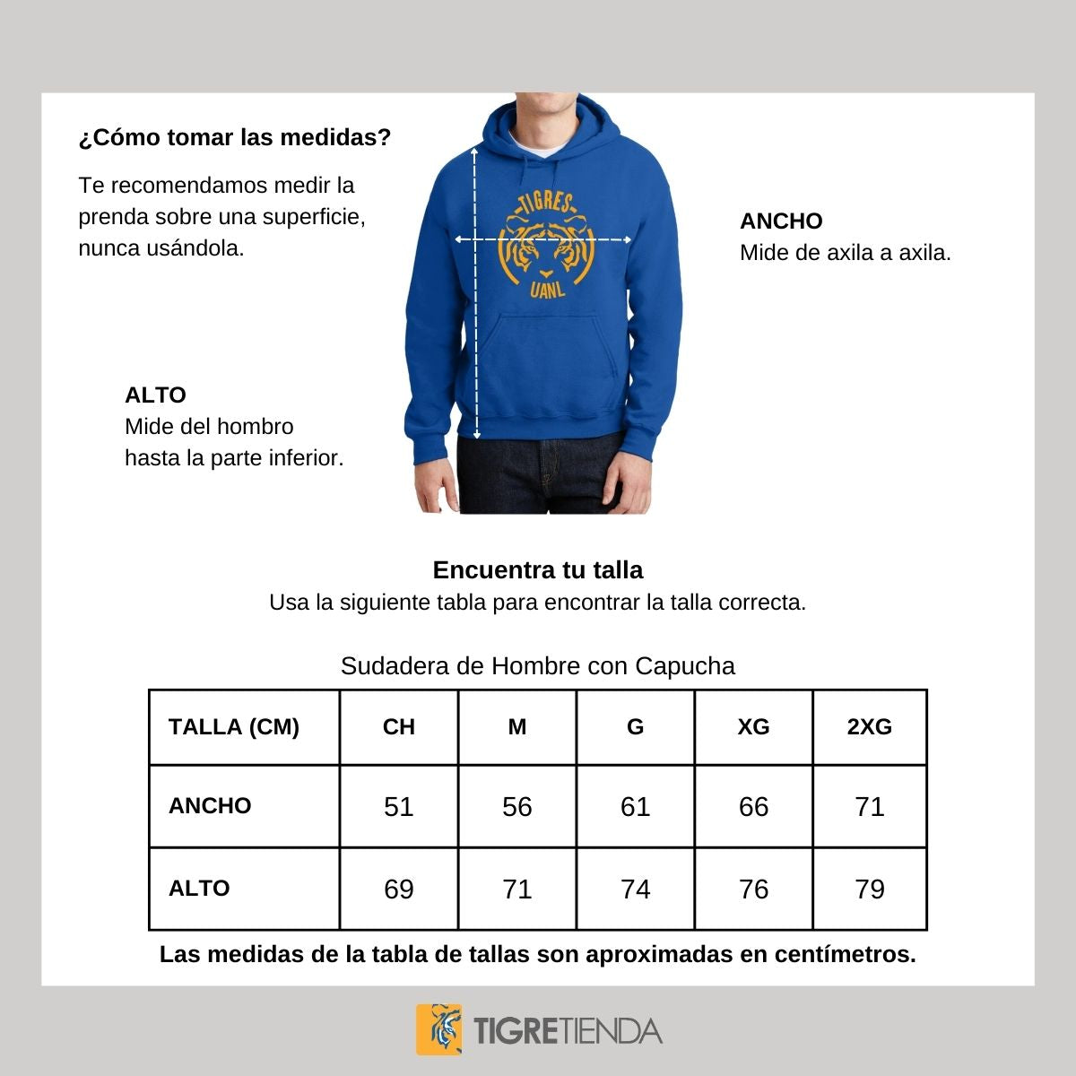 Sudadera Hombre Hoodie Tigres UANL Rostro Tigre