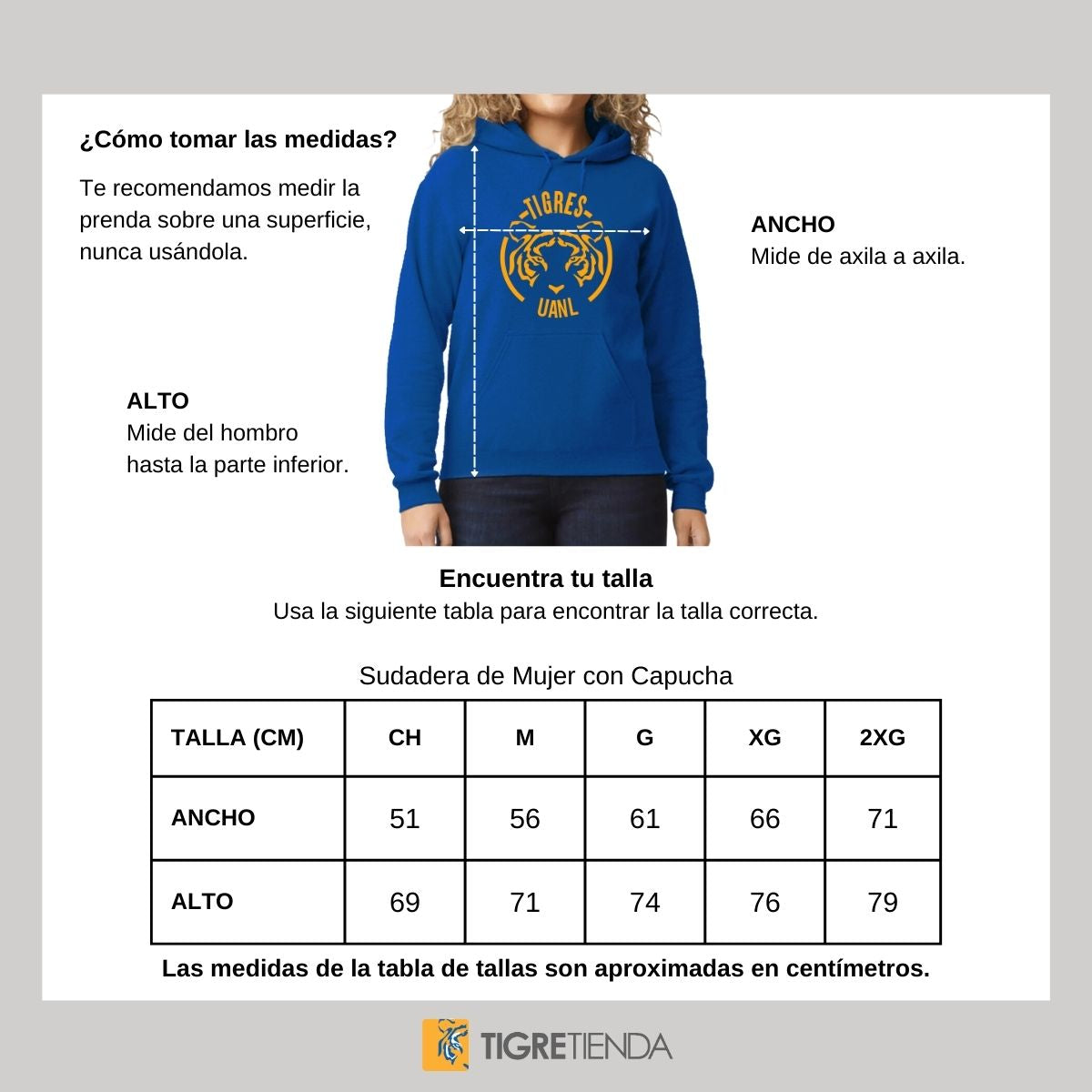 Sudadera Mujer Hoodie Tigres UANL Rostro Tigre