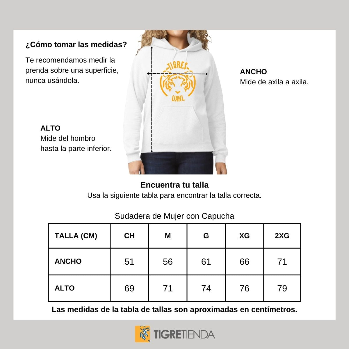 Sudadera Mujer Hoodie Tigres UANL Rostro Tigre