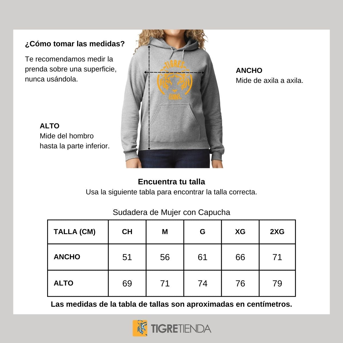 Sudadera Mujer Hoodie Tigres UANL Rostro Tigre