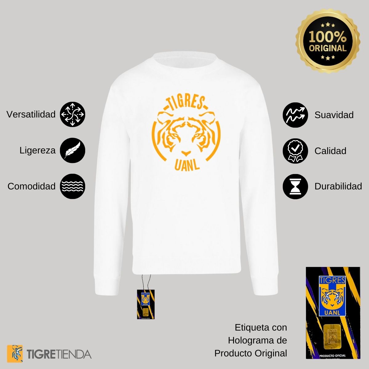 Sudadera Hombre Tigres UANL Rostro Tigre