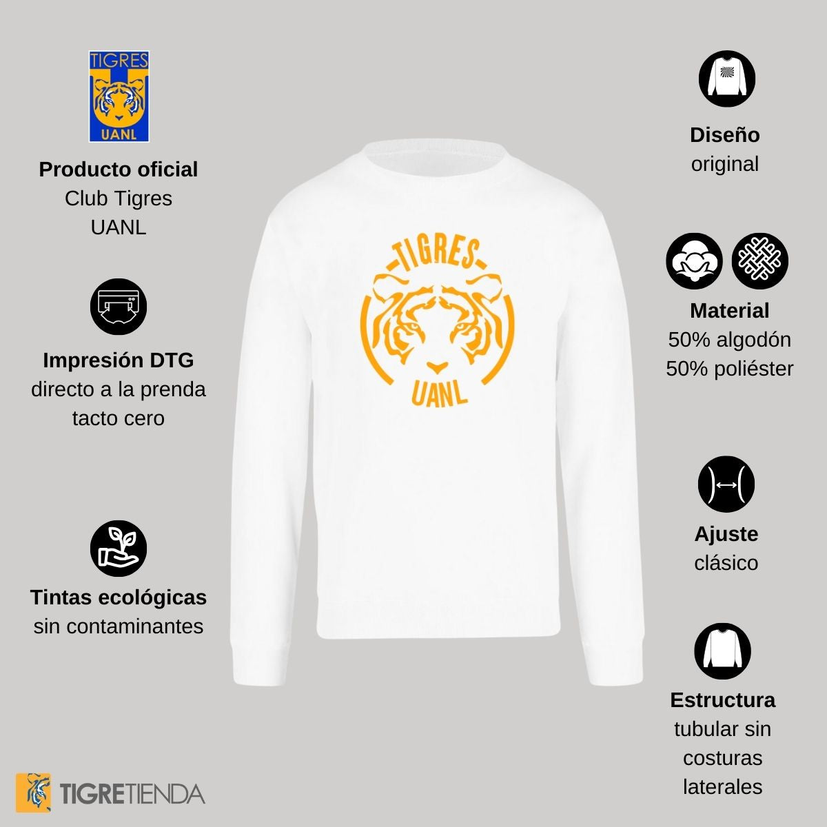 Sudadera Hombre Tigres UANL Rostro Tigre