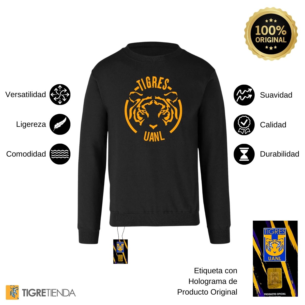 Sudadera Hombre Tigres UANL Rostro Tigre