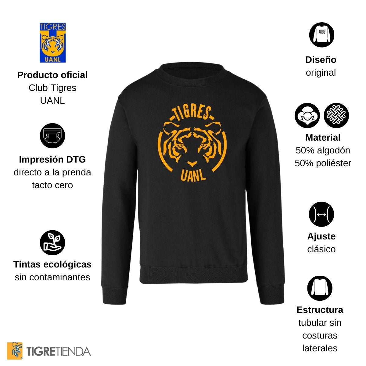 Sudadera Hombre Tigres UANL Rostro Tigre