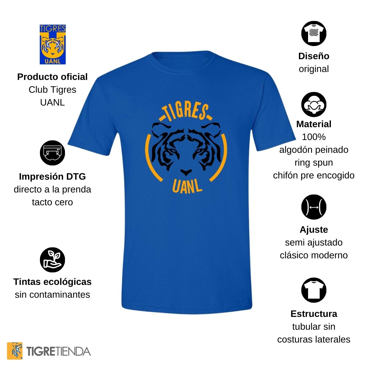 Playera Hombre Tigres UANL Tigre Rostro