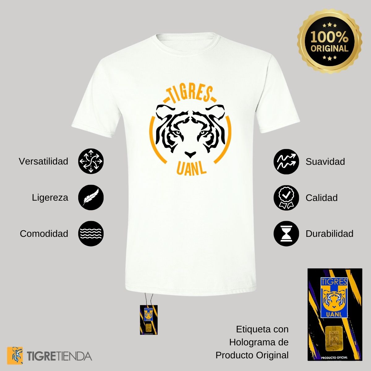 Playera Hombre Tigres UANL Tigre Rostro