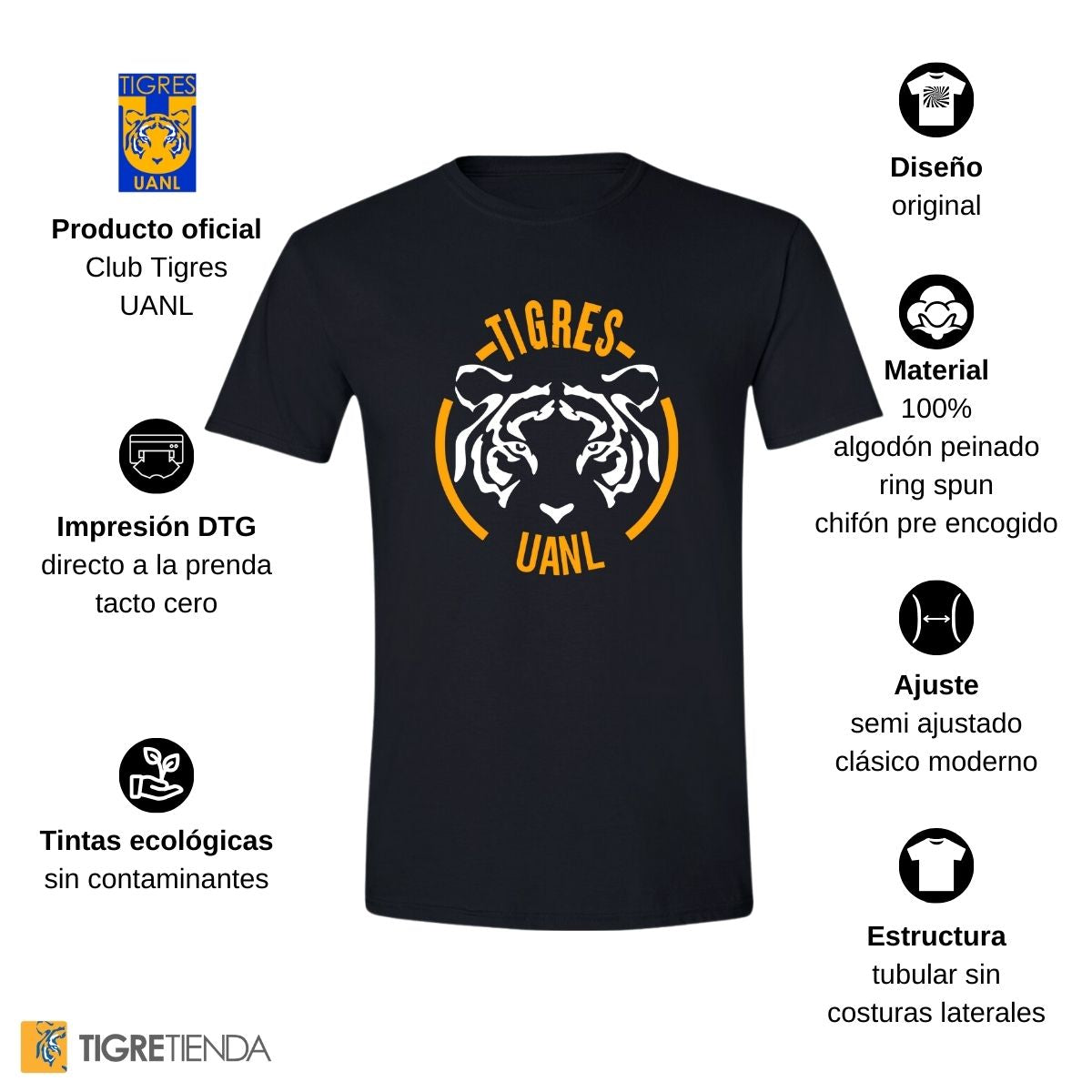 Playera Hombre Tigres UANL Tigre Rostro