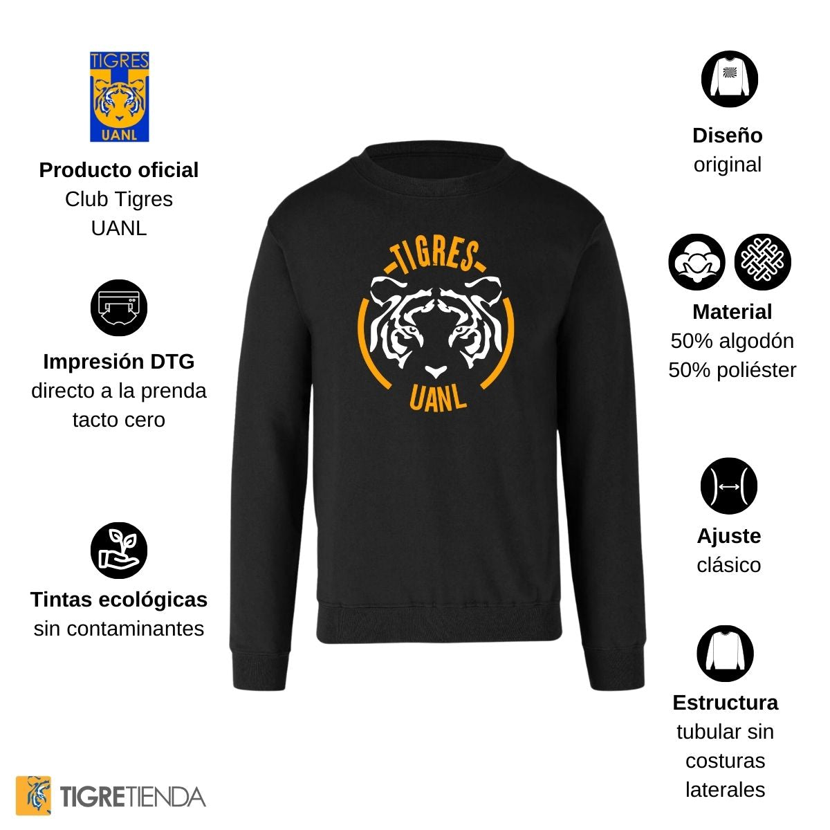 Sudadera Hombre Tigres UANL Tigre Rostro – PM SHOP