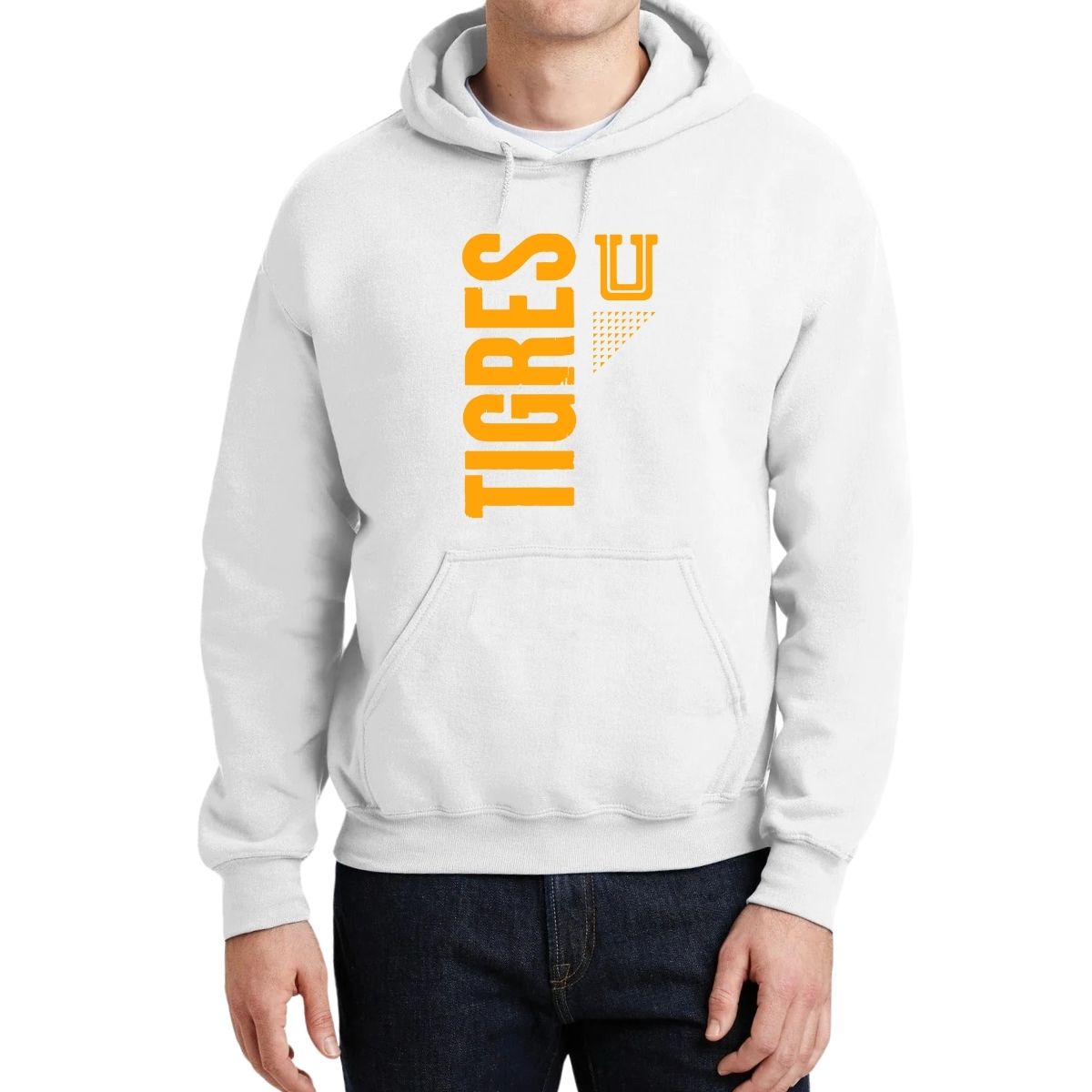 Sudadera Hombre Hoodie Tigres UANL Logo Amarillo Fte