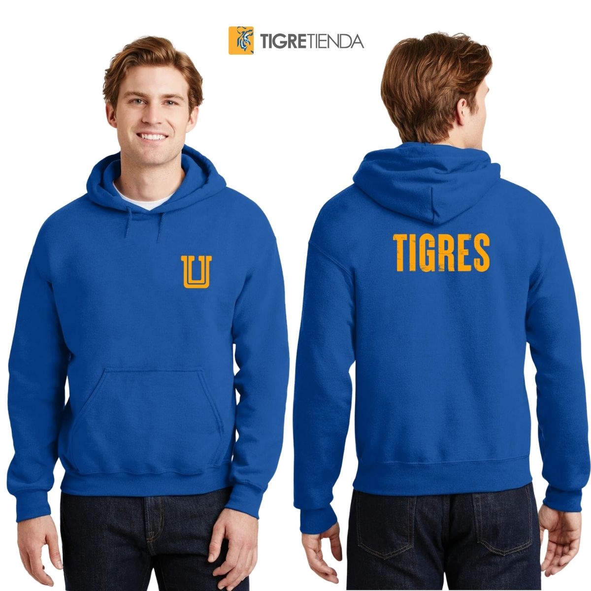 Sudadera Hombre Hoodie Tigres UANL Logo U Amarillo