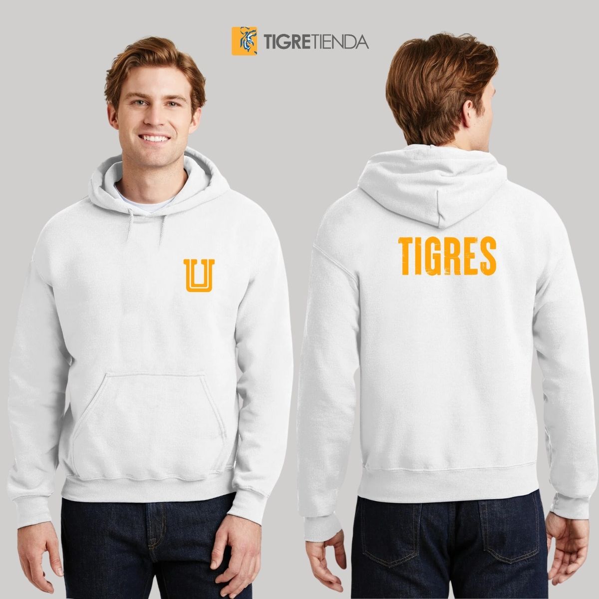 Sudadera Hombre Hoodie Tigres UANL Logo U Amarillo