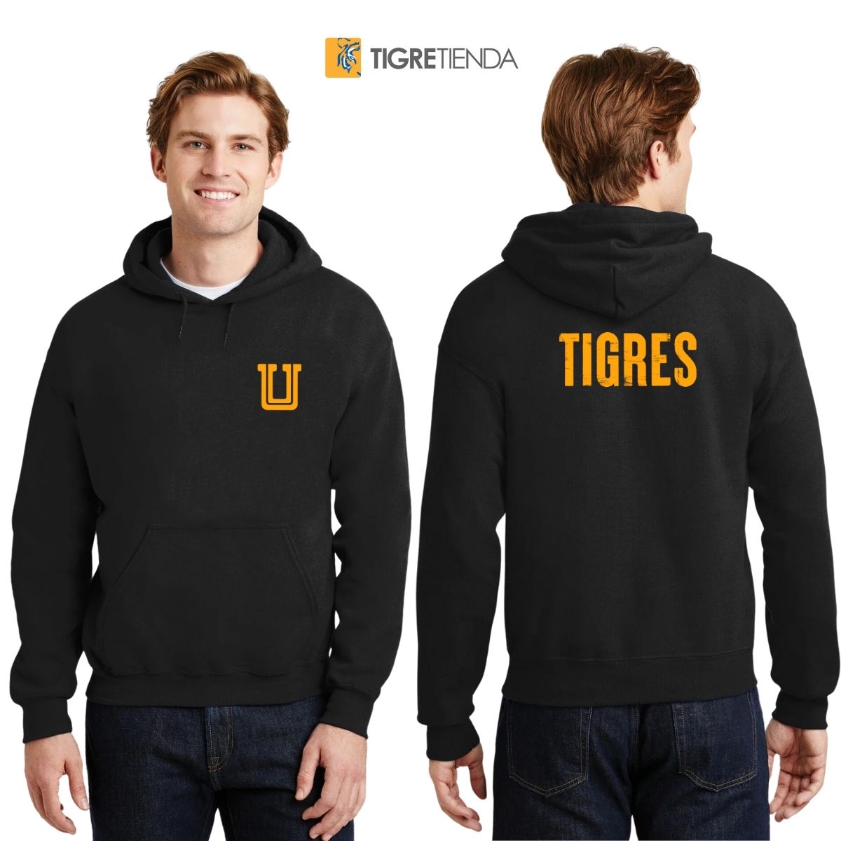 Sudadera Hombre Hoodie Tigres UANL Logo U Amarillo