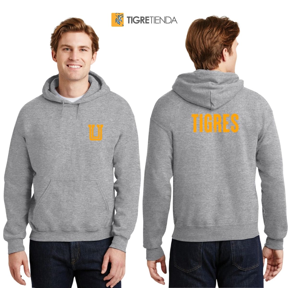 Sudadera Hombre Hoodie Tigres UANL Logo U Amarillo