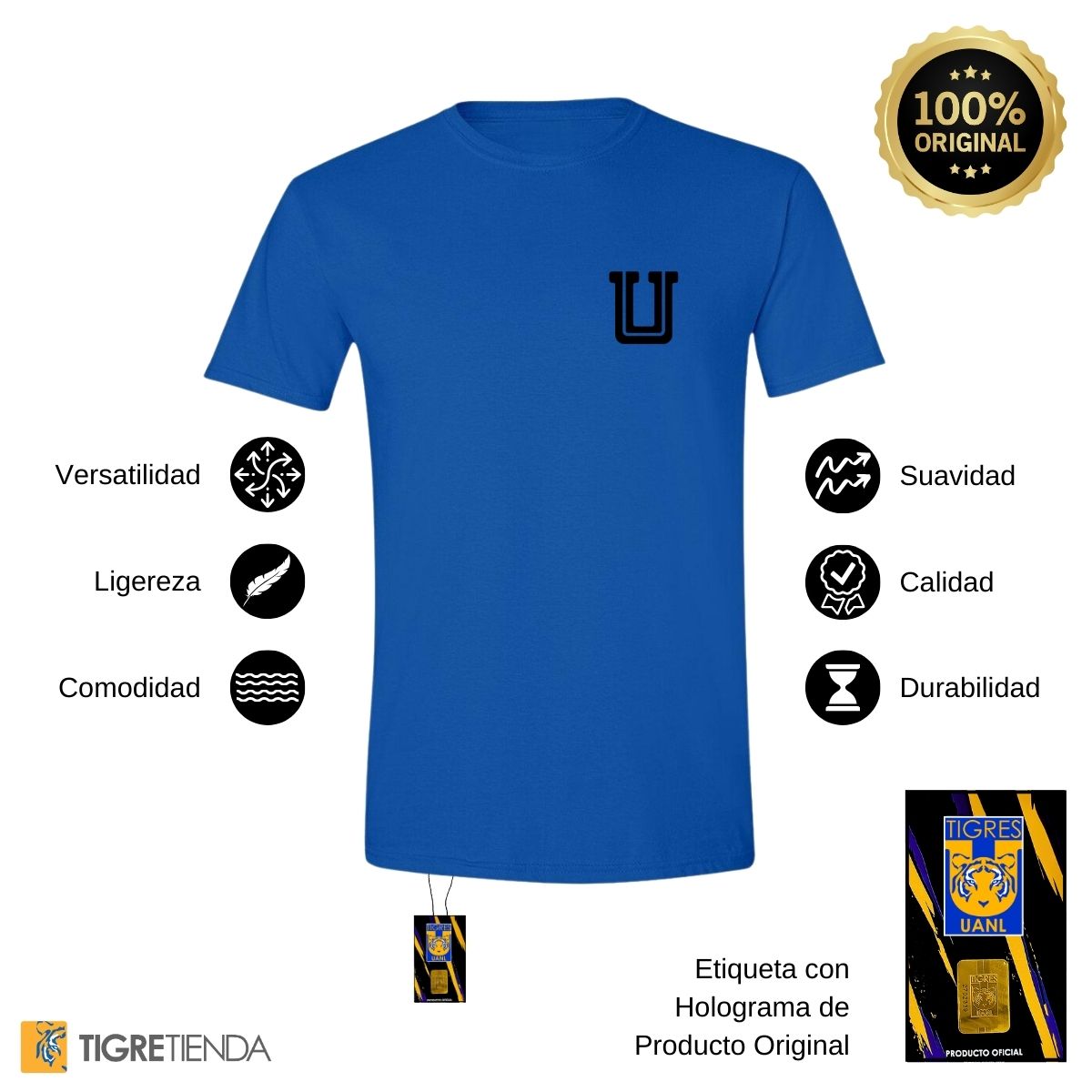 Playera Hombre Tigres UANL Logo U Combinado