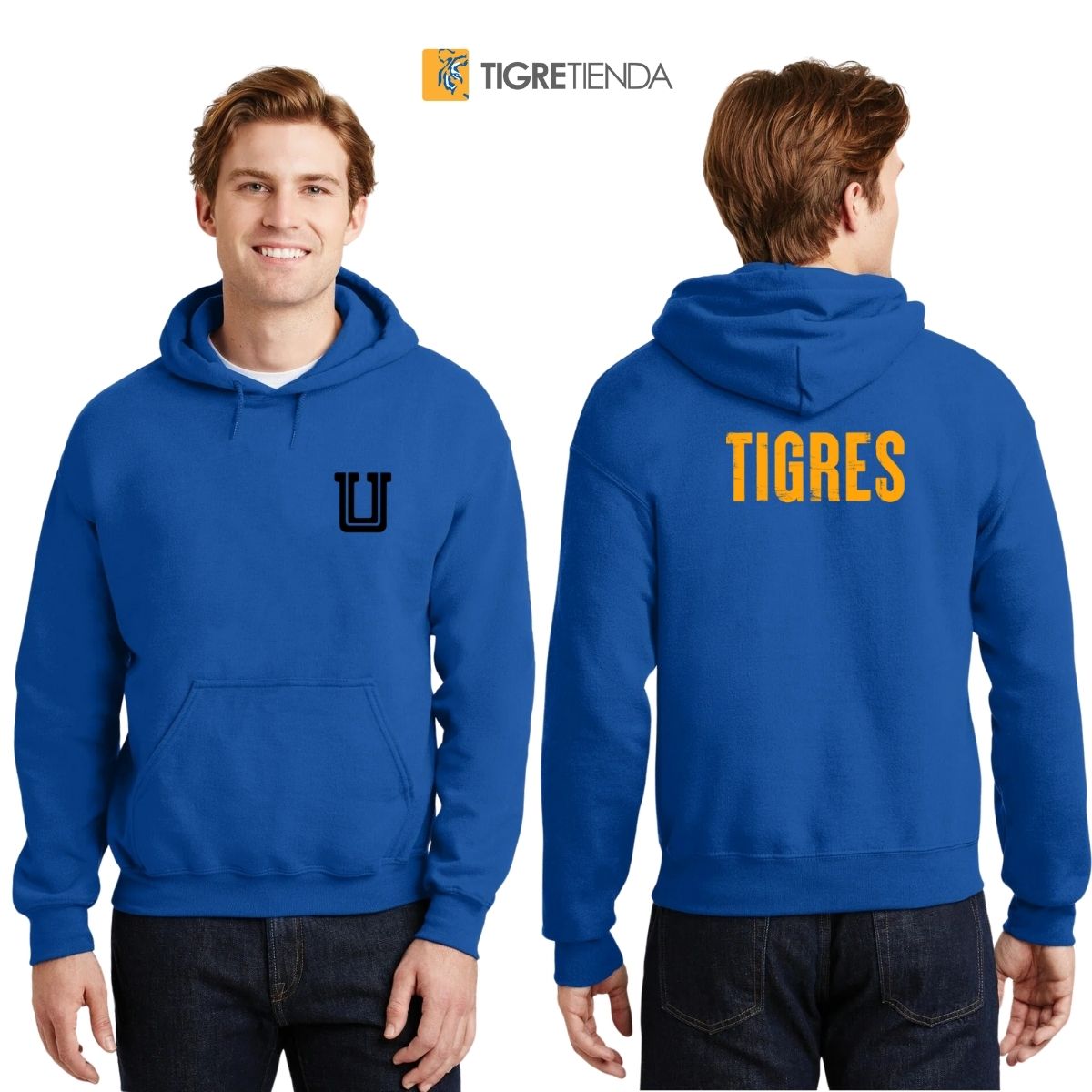 Sudadera Hombre Hoodie Tigres UANL Logo U Combinado