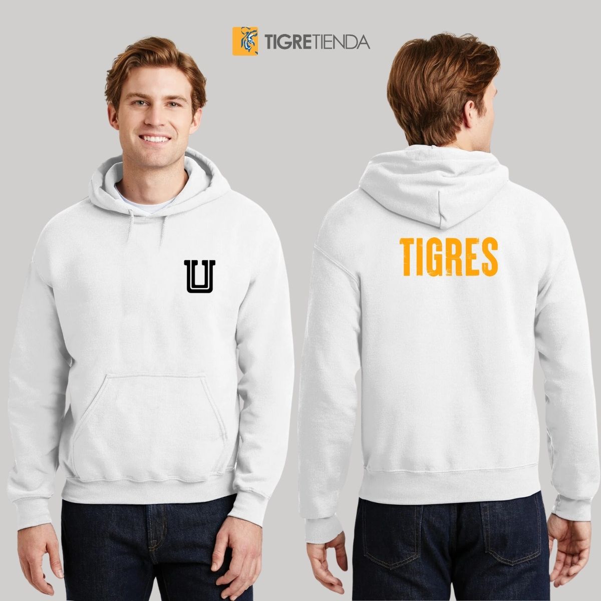 Sudadera Hombre Hoodie Tigres UANL Logo U Combinado