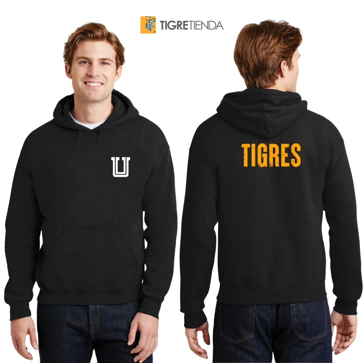 Sudadera Hombre Hoodie Tigres UANL Logo U Combinado