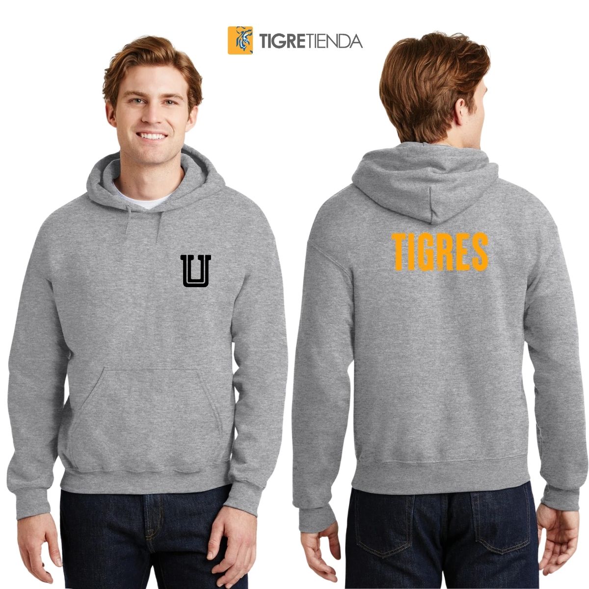 Sudadera Hombre Hoodie Tigres UANL Logo U Combinado